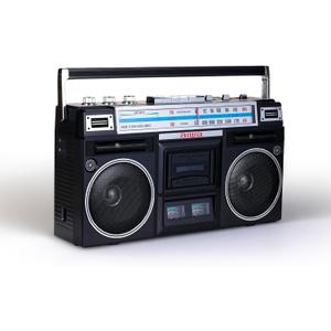 aiwa Portable Retro Boombox BackTrack Jr, Vintage Bluetooth Speaker with Cassette Player, Bluetooth, FM/AM Radio, USB & AUX for Home, Outdoor, and Travel Listening (Black)