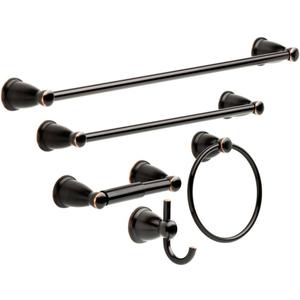Franklin Brass Kinla 5-Piece Bathroom Set Oil-Rubbed Bronze 18', 24' Towel Bar Racks, Toilet Paper Holder, Ring, Hook KIN5PC-ORB