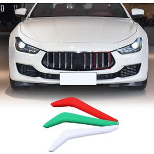 LLKUANG Front Grill Cover Trims Compatible with Maserati Ghibli Quattroporte 2022 2023 2024+,3 Color Car Front Grill Decoration Strips Exterior Accessories