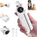 2-in-1 Dog Nail Clippers & Grinder with Light, Quiet Electric Pet Nail Trimmer for Large Medium Small Dogs & Cats, 3 Speeds, Rechargeable, Splash Guard & Safety Lock, Painless Grooming Tool (White)