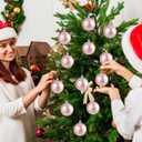 24 Pcs 2.4 Inch Pink Christmas Ball Ornaments 2025 with Gold Princess Crown Print Xmas Tree Decoration Plastic Shatterproof Christmas Hanging Baubles for Witch Movie Party Home Holiday Decor