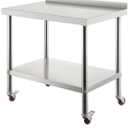 Stainless Steel Prep Table 36 x 24 in. Heavy Duty Metal Worktable with Adjustable Undershelf Kitchen Utility Tables