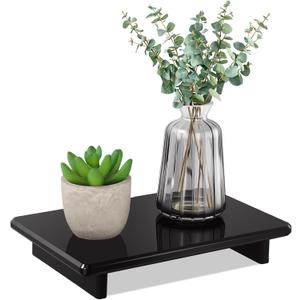 Acrylic Soap Dish Tray for Kitchen Sink and Bathroom Counter, Black Soap Holder for Sponge Perfume Candles Plants, 9 x 5.9x1.5 Inch