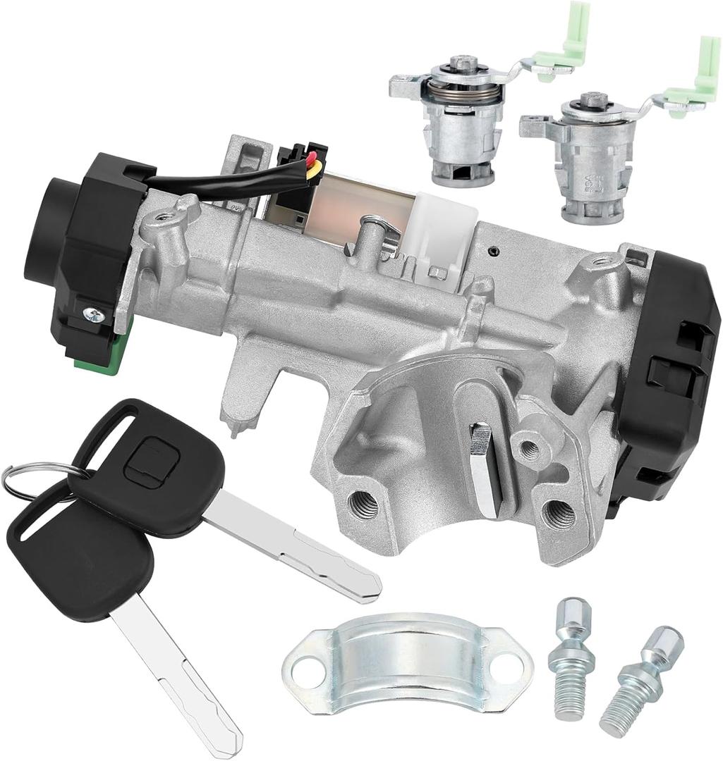 Ignition Switch & Door Lock Cylinder Replacement with 2 Chip ID48 Keys - Compatible with Honda 03-05 Accord, 05-06 CRV, 03-06 FIT, 05-06 Odyssey, 03-05 Civic - OE# 06350-SAA-G30 & 35100-SDA-A71