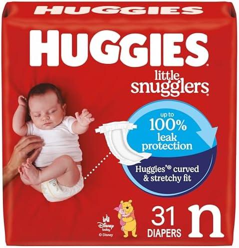Huggies Size Newborn Diapers, Little Snugglers Baby Diapers, Size Newborn (up to 10 lbs), 31 Count, Packaging May Vary