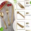 300 Pcs Plastic Silverware Heavy Duty Cutlery Set Plastic Utensils Set Includes 100 Disposable Spoons 100 Forks Knives for Parties Catering Family Gathering(Gold)