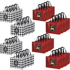 YANGTE 32 Pack Extra Large Christmas Gift Bags, Reusable Tote Bags with Handle Non-Woven Christmas Grocery Shopping Totes for Holiday Xmas, 16.9 * 12.6 * 6.8"