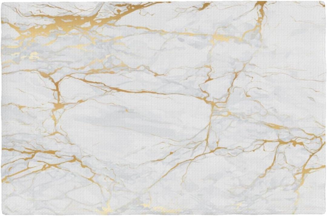 Fiokroo Golden Yellow Marble Texture Placemats Set of 6 Table Mats Table Tableware Place Mats with Non-Slip Heat-Resistant Washable for Dining Home Kitchen Party Indoor