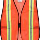MCR Safety V201R General Purpose Light Weight Polyester Mesh Safety Vest with 2-Inch Lime/Silver Reflective Stripe, with Elastic Strap On Each Side, Orange, One Size