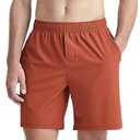 ODODOS Men's Athletic Shorts with Pockets 7" Quick Dry Lightweight Workout Gym Running Shorts, Rust, Small