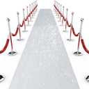 Shihanee Sequin Aisle Runner for Wedding Glitter Rug with Carpet Tape Sparkly Prom Outdoor Floor Birthday Carpet Runner for Ceremony Event Graduation Party (2 x 15 ft, Silver)