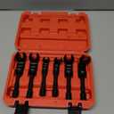 6PCS 3/8" Drive Long Flex Head Injector Fuel Line Socket Wrench Set, Crowfoot Flare Nut Socket Wrench Metric 12mm 14mm 16mm 17mm 18mm 19mm Hydraulic Lines Nuts Bolts Hand Removal Tool