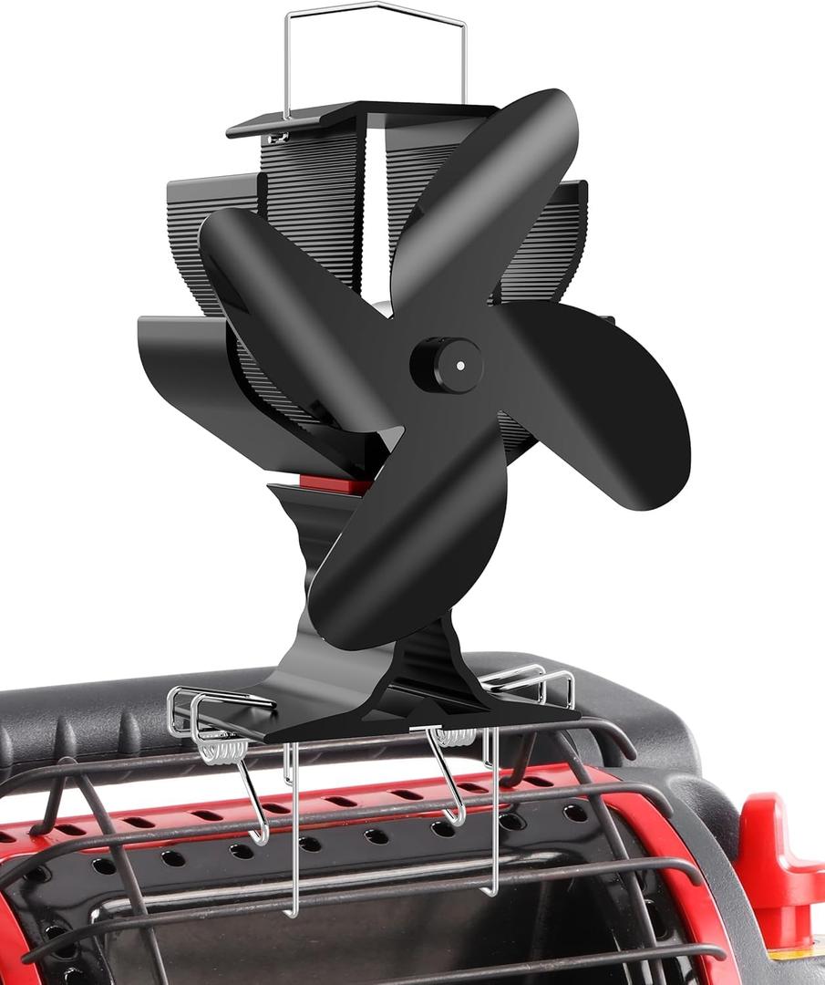 Signstek Wood Stove Fan,Heat Powered Heater Fan with Hook for Indoor Outdoor Propane Gas Heater,Gas Wood Burner Stove Fireplace Tent Camping Accessories