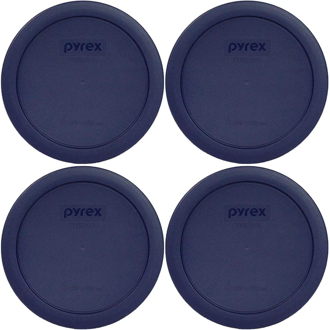Pyrex 7201-PC 4 Cup Blue Food Storage Replacement Lid (4-Pack) - Made in USA
