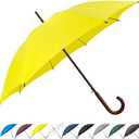 SoulRain 48" Large Umbrella –Windproof Stick Umbrellas for Rain, Automatic Open, Vintage Cane Yellow Umbrella with Classic Wooden Handle & Shaft,Open for 2 Persons for Women & Men(Yellow)