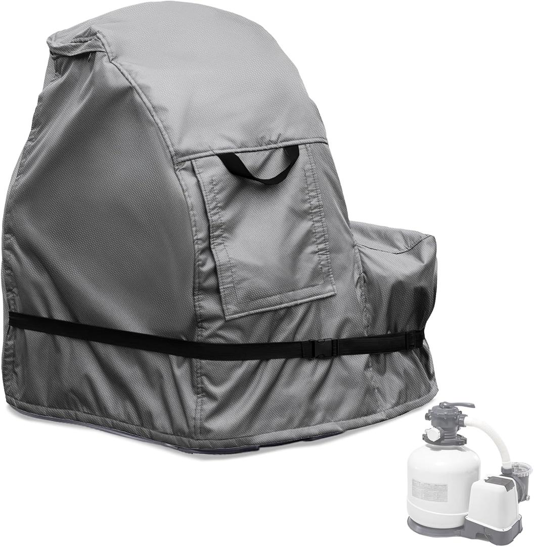 Okcool Sand Filter Pump Cover,Waterproof Anti-UV Pool Pump Sand Filter Winter Cover,Fits Most Brands Sand Filter on Market(Grey)