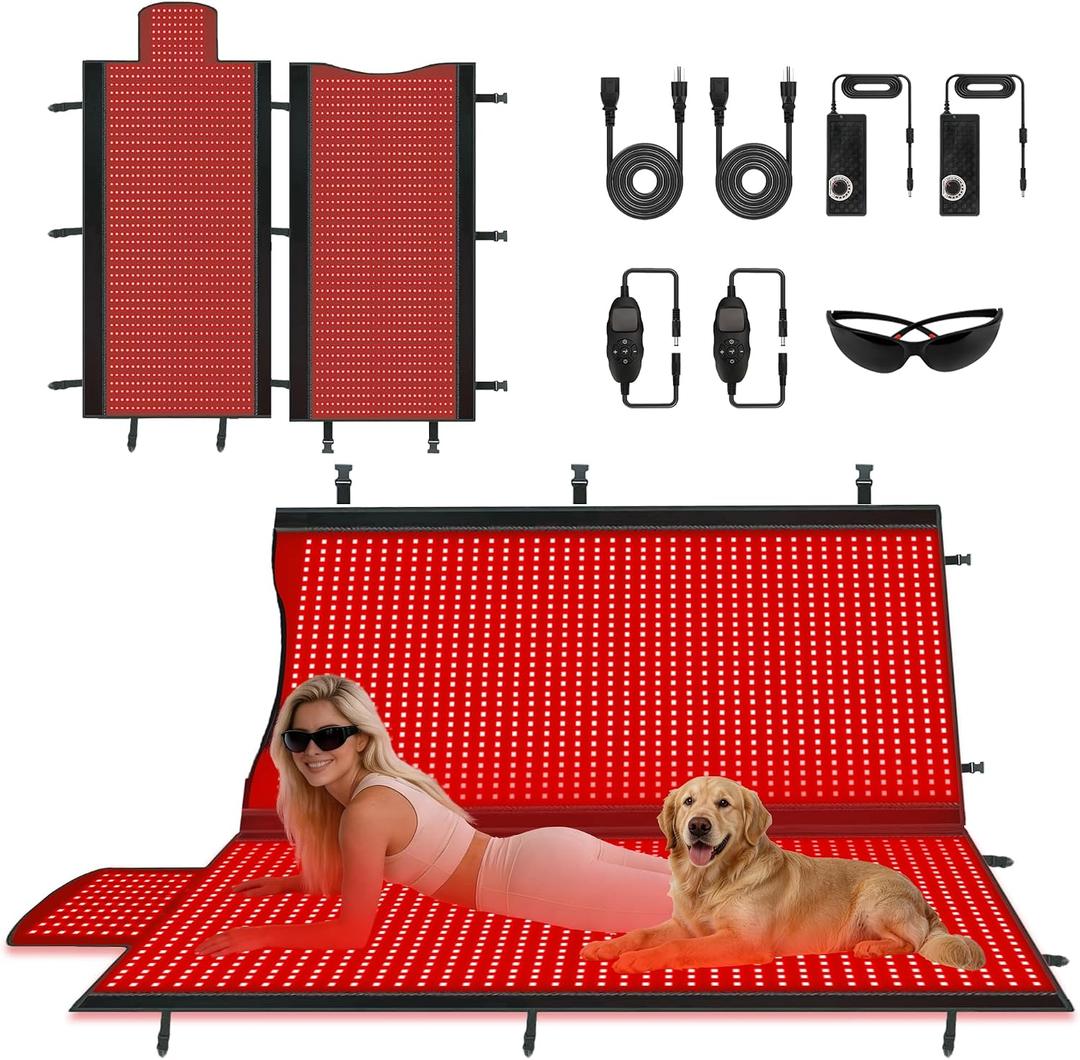 Red Light Therapy Mat Full Body with 2630 LEDs, 74.8"x33.6" Flexible Infrared Red Light Blanket for Home Use, Dual 660nm & 850nm, Adjustable Modes and Timer Control