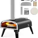 Outdoor Pizza Oven aidpiza 12" Wood Pellet Pizza Ovens With Rotatable Round Pizza Stone Portable Wood Fired with Built-in Thermometer Pizza Stove for Outside Backyard Camping Picnics, 14.3 Inches X 21.7 Inches X 25.4 Inches