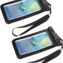 2pcs Phone Pouch for Swimming Beach Rafting Compatible Sandproof Cell Phone Case for Boating Snorkeling Water Activities Black