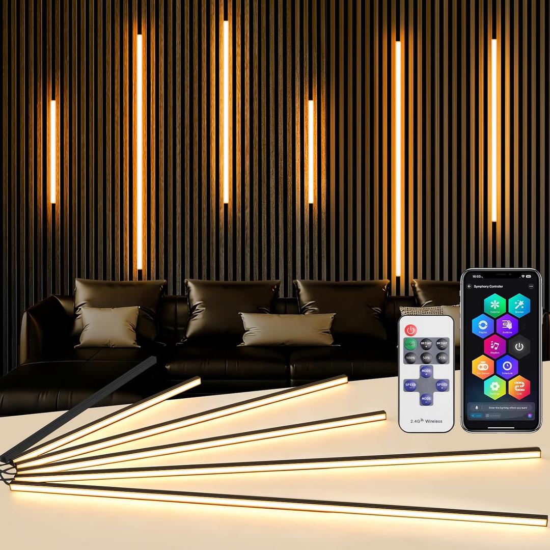3000K LED Recessed Lighting Kit, 6pcs Adhesive Wall Strip Lights with WiFi, 2*（16"+24"+36" )