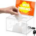 Donation Box with Lock,Suggestion Box with Sign HolderClear Ballot Box for Fundraising, Raffle, Tip Jar, School Voting