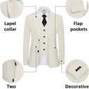 Men's 3 Piece Linen Suits Casual Lightweight Blazer Jackets Vest Pants Set for Wedding Business Prom Suit (Beige, XL)