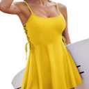 AI'MAGE Tankini Swimsuits for Women High Waisted Tummy Control Bathing Suits 2 Piece Swim Dress with Skirt M