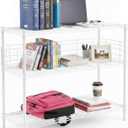 White Desk Hutch for Dorm 2 Tier Desktop Hutch Bookshelf Carbon Steel Metal Shelf Bookcase for Top of Desk Countertop Storage Organizer for University College Dorm Office 36 x 28 x 12 Inch