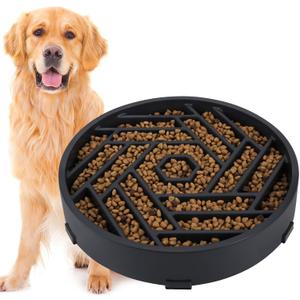 TOBYTO Slow Feeder Dog Bowls Large Medium Breed,Anti-Choking Slow Eating Dog Food Bowl,Non Slip Pet Slower Food Feeding Bowls Large Puzzle Slow Feeder Bloat Stop Maze Dog Dishes,Black