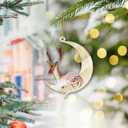 4 x Christmas Tree Decorations, Acrylic Christmas Tree Ornaments, Double-Printed Animal Hanging for Christmas Tree, Home Decor, Children's Gifts (Deer)