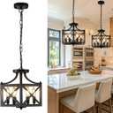 6-Light Pendant Lights Kitchen Island, Modern Black Pendant Light Fixture with Hexagonal Metal Cage, Adjustable Geometric Hanging Light for Entryway Foyer Dining Room, 1 Pack