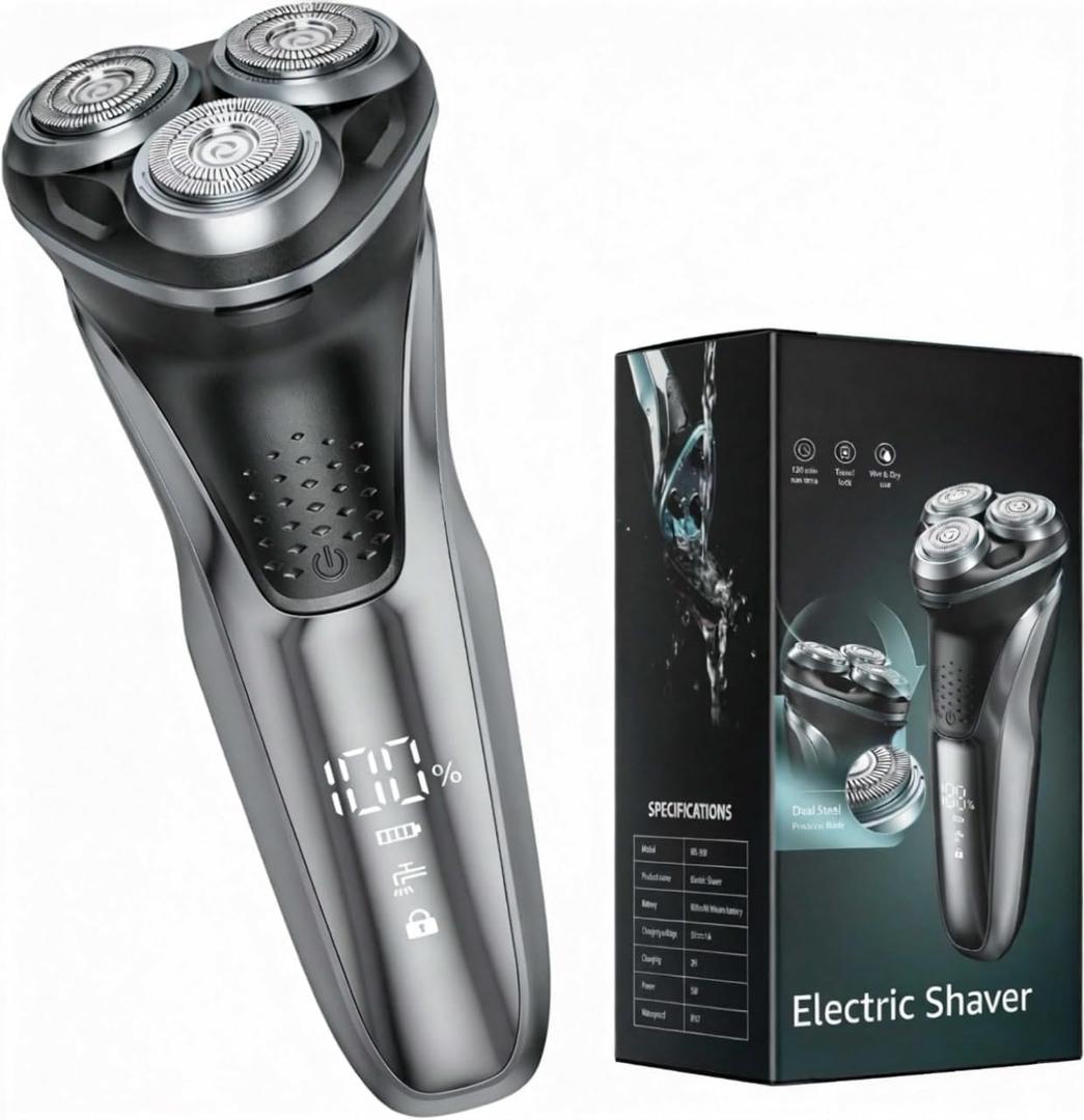 Electric Razor for Men, IPX7 Waterproof Shaver (Powder Blue)