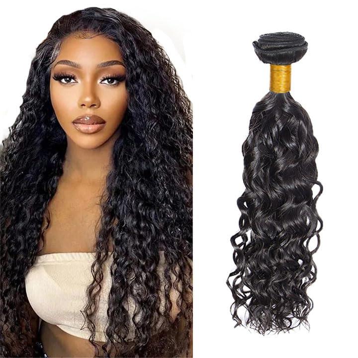 Water Wave Human Hair Bundles 20 Inch Natural Black Water Wave Bundles Unprocessed Virgin 1B Water Wave Hair Extensions 50 Gram Per Bundle
