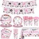 194Pcs Pink Halloween Booday Party Decorations, Happy Booday Tableware Set Banner Paper Plates Cups Napkins Tablecloth Little Boo Supplies Serve 24 Guest (7 inch, 9 inch)
