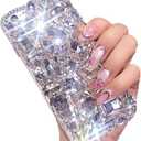 Bling Diamond Case for iPhone 16e 6.1 inch, 3D Homemade Sparkle Crystal Rhinestone Shiny Glitter Full Clear Stones Back Phone Cover with Screen Protector -All White