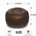 Thgonwid Unstuffed Moroccan Storage Pouf Foot Stool Ottoman Seat Handmade Faux Leather Bean Bag Floor Chair Foot Rest for Living Room, Bedroom or Balcony (Deep Coffee)