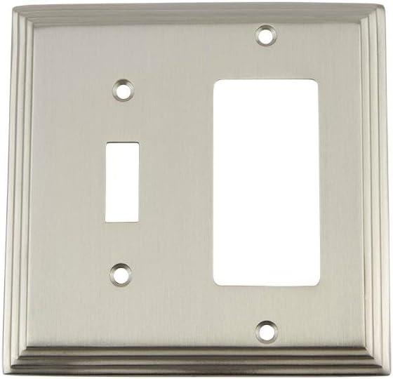 Nostalgic Warehouse Deco Electrical Outlet Switch Plate Cover (Toggle and Rocker, Satin Nickle)
