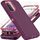YKHJKLEC for Samsung Galaxy S20 Case, ONLY[NOT FIT Galaxy S20 FE/S20 Plus/S20 Ultra]with 2Pcs [Self Healing Flexible TPU Screen Protector & Camera Lens Protector] (Purple/Pink)