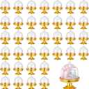 SHENLIU 36 Pack Plastic Mini Cake Stand with Dome Cover Chocolate Candy Cupcake Containers Dessert Display Plate with Clear Lid for Birthday Wedding Holiday Party Supplies (Gold)