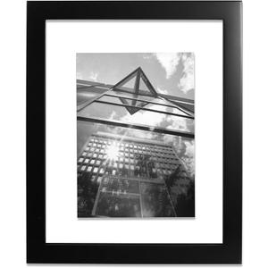 Black 11 x 9 inches Floating Glass Picture Frame, 5x7 inch Display, Modern Design, Wall Mount