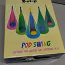 Y- STOP Kids Pod Swing Seat, Hanging Hammock Chair Swing with Inflatable Pillow, Sensory Swing Chair with Pocket for Outdoor and Indoor (Blue and Green)