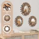 3 Pcs Boho Wall Decor, Sunburst Round Mirrors, Tril Color