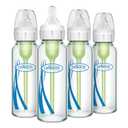 Dr. Brown's Anti-Colic Options+ Narrow Glass Baby Bottle with Level 1 Slow Flow Nipple, BPA-Free, 8 oz/250 mL, 4-Pack