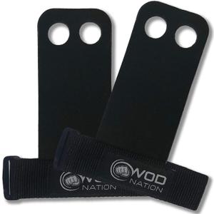 WOD Nation Barbell Gymnastics Grips Perfect for Pull-up Training, Kettlebells. Hand Grips for Cross Training, Weight Lifting, and Cross Training - Grips for Men and Women - Tactical Grips, Large, Black (Round Finger Hole)