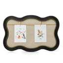 ibalux Linen Picture Board, Solid Wood Black Wavy Border Collage Frame, 18.8"x12.2", Display Multi-Size Photos with Clips & Jute Rope, Home Kitchen Office Decorative Hanging or Wall Organizer
