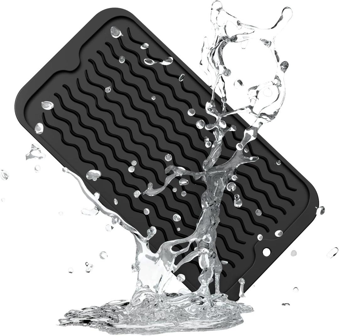 ZLR Silicone Dish Drying Mat for Kitchen Counter, Eco-Friendly Fast Dry Dish Mat, Easy Clean Multi Usage Drying Matt, Heat Resistant Trivet, 6" x 12" Extra Small, Cassava White