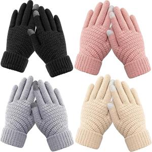 5 Pairs Kids Winter Touchscreen Gloves Fleece Lined Texting Warm Gloves Elastic Cuff Knitted Anti Slip Gloves for Girls