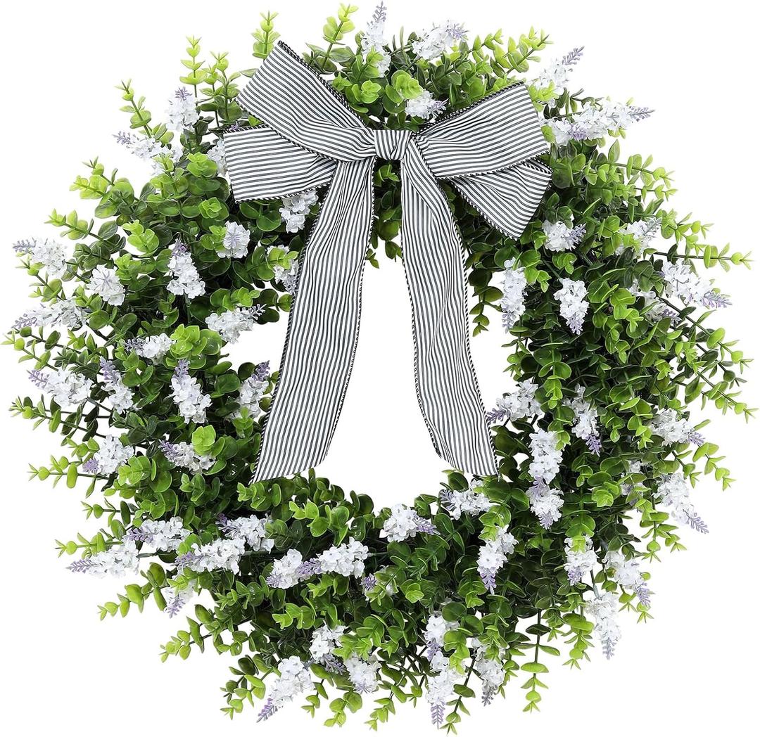 24" Boxwood Wreath for Front Door, Spring Wreaths for Wall Window Porch Home Farmhouse St Patricks Day Indoor Outdoor Decoration,Suitable DIY Wreath for All Season