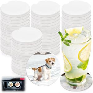 24 Packs Ceramic Sublimation Car Coasters, Car Blanks Cupholders with Finger Notch for Easy Removal, Absorbent Auto Cup Holders Keep Vehicle Free from Cold Drink Sweat Stain Spill