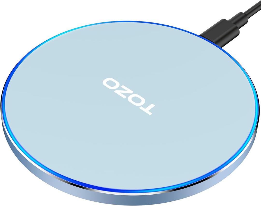 TOZO 2025 W1 New Anti-Slip Wireless Charger 15W Max Fast Wireless Charging Pad Compatible with iPhone 17/16/16 Plus/16 Pro Max /15/14/13/SE Series, Samsung Galaxy S25/S24/S23 Series, Blue